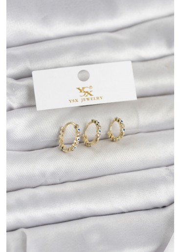 Erb Pirinç Gold Renk Nazarlı Model 3\'lü Kadın Küpe