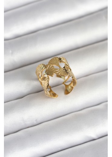 Erb 316L Çelik Gold Renk Yelpaze Model Kadın Yüzük