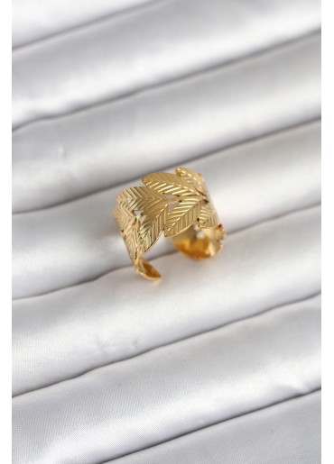 Erb 316L Çelik Gold Renk Başak Modeli Kadın Yüzük