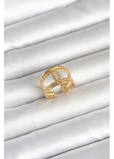 Erb 316L Çelik Gold Renk Burgu Düğüm Model Kadın Yüzük