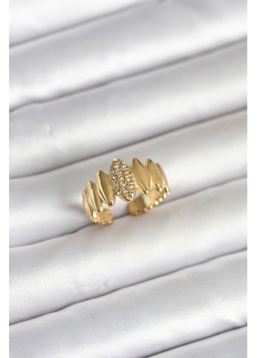 Erb 316L Çelik Gold Renk Zirkon Taşlı Vintage Model Kadın Yüzük