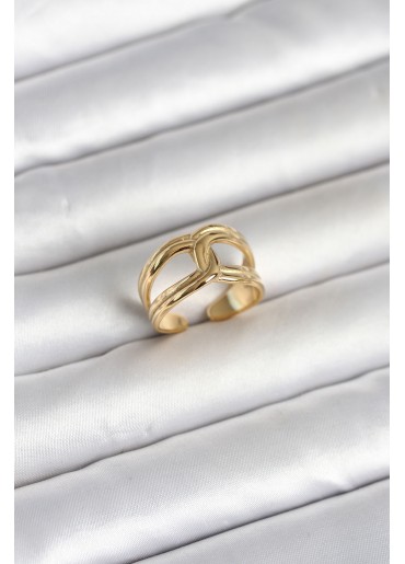 Erb 316L Çelik Gold Renk Düğüm Model Kadın Yüzük