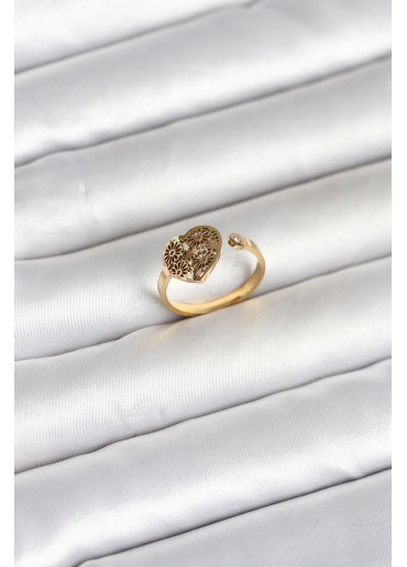 Erb 316L Çelik Gold Renk Kalp Model Kadın Yüzük