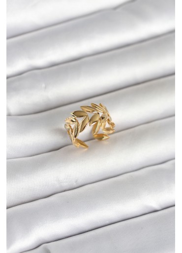 Erb 316L Çelik Gold Renk Başak Figür Kadın Yüzük