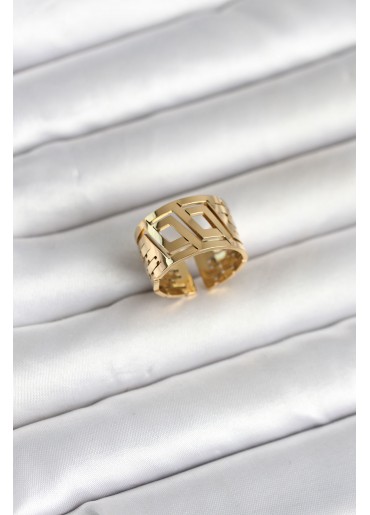 Erb 316L Çelik Gold Renk Geometrik Model Kadın Yüzük