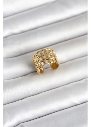 Erb 316L Çelik Gold Renk Zincir Model Kadın Yüzük