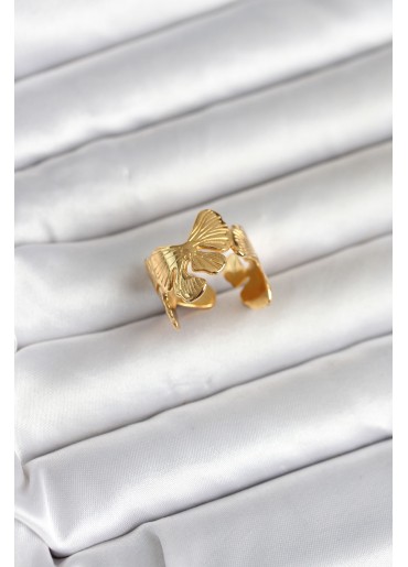 Erb 316L Çelik Gold Renk Lotus Model Kadın Yüzük