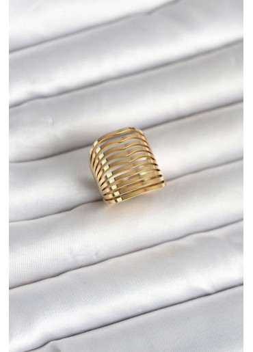 Erb 316L Çelik Gold Renk Plaka Model Kadın Yüzük