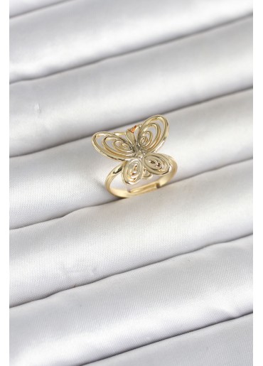 Erb Pirinç Gold Renk Füsun Kelebek Model Kadın Yüzük