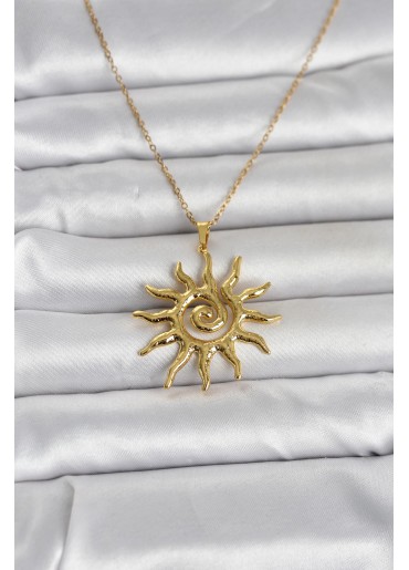 Erb 316L Çelik Gold Renk Bohem Güneş Model Kadın Kolye