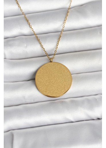 Erb 316L Çelik Gold Renk Ayetel Kürsi Ve Allah Yazılı Kolye