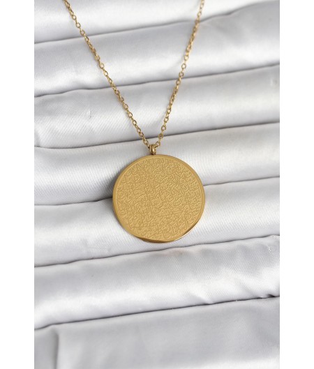 Erb 316L Çelik Gold Renk Ayetel Kürsi Ve Allah Yazılı Kolye Erb 316L Çelik Gold Renk Ayetel Kürsi Ve Allah Yazılı Kolye