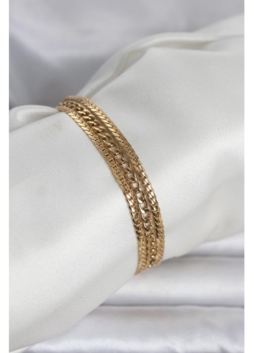 Erb 316L Çelik Gold Renk 3\'lü Kadın Bileklik