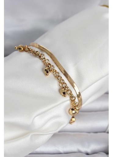 Erb 316L Çelik Gold Renk Dorika Ve İtalyan Zincirli Model Kadın Bileklik