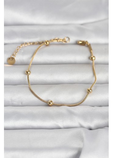 Erb 316L Çelik Gold Renk Top Zincirli Kadın Bileklik