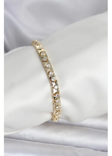 Erb Pirinç Gold Renk Zirkon Taşlı Kadın Bileklik