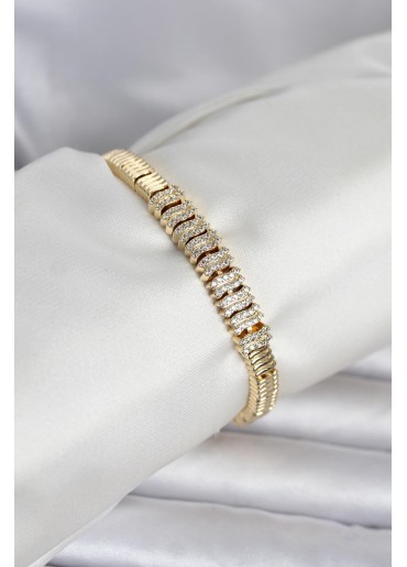 Erb Pirinç Gold Renk Zirkon Taşlı Kadın Bileklik