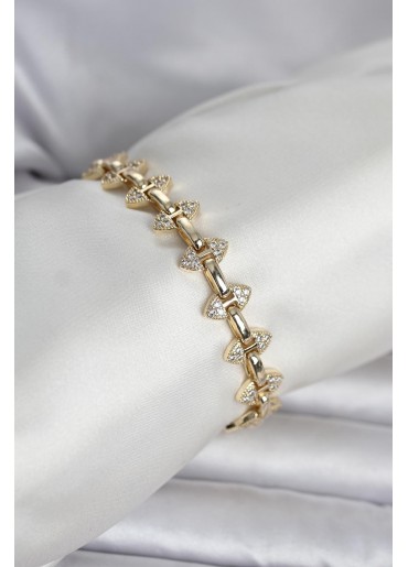 Erb Pirinç Gold Renk Zirkon Taşlı Kadın Bileklik