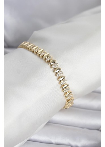 Erb Pirinç Gold Renk Arpa Model Kadın Bileklik