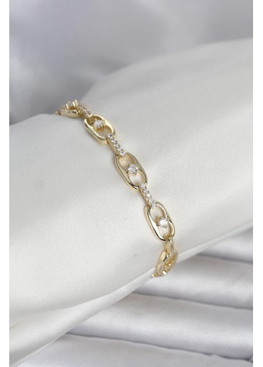 Erb Pirinç Gold Renk Zirkon Taşlı Kadın Bileklik