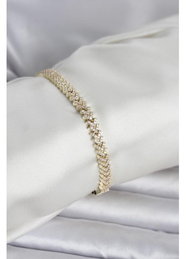 Erb Pirinç Gold Renk Zirkon Taşlı Çavuş Model Kadın Bileklik