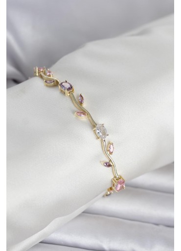 Erb Pirinç Gold Renk Çiçek Sarmaşık Model Kadın Bileklik