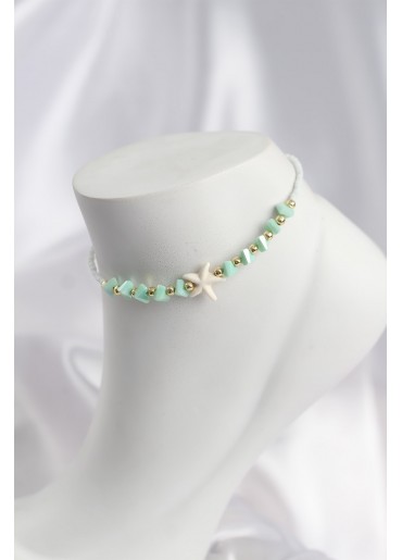 Erb Su Yeşili Renk Deniz Yıldızı Motifli Halhal