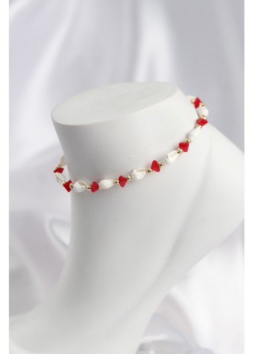 Erb Doğal Deniz Kabuğu Model Ve Kırmızı Kristal Taş Model Halhal