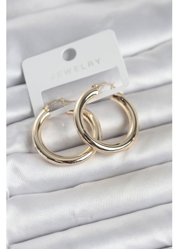 Erb Gold Renk Pirinç Halka 30 Mm Kadın Küpe