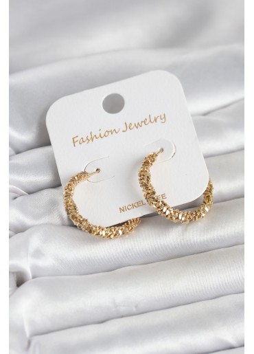 Erb Gold Renk Pirinç Tırtık Model Kadın Küpe