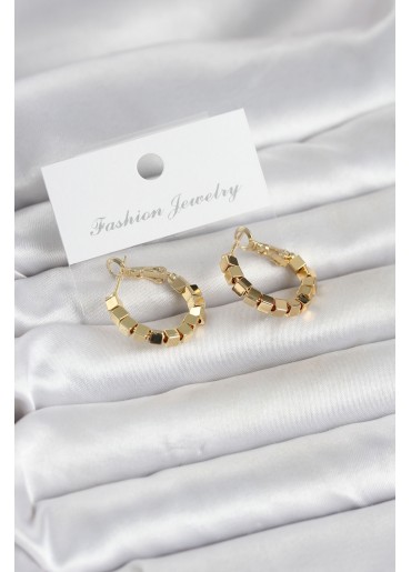 Erb Gold Renk Kare Halka Model Kadın Küpe