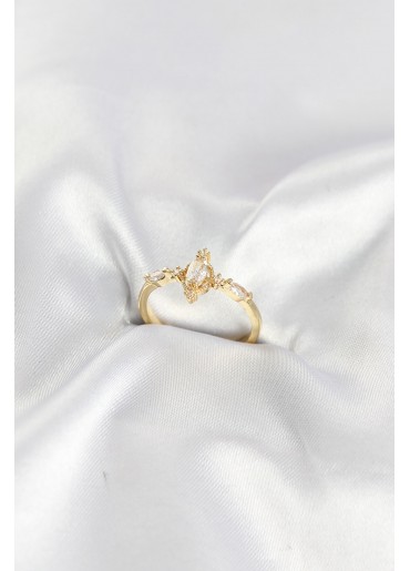 Erb Gold Renk Vintage Model Zirkon Taşlı Yüzük