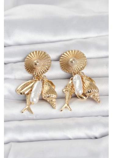 Erb Gold Renk Deniz Temalı Vintage Kadın Küpe