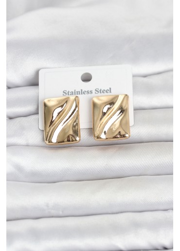 Erb 316L Çelik Gold Renk Plaka Model Kadın Küpe