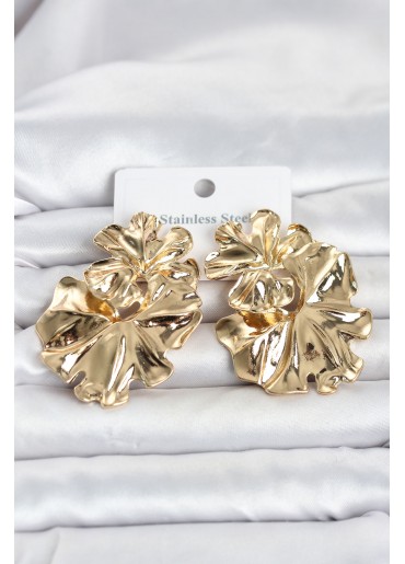 Erb 316L Çelik Gold Renk Lotus Model Kadın Küpe