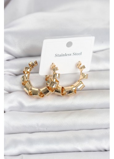 Erb 316L Çelik Gold Renk Spiral Halka Kadın Küpe