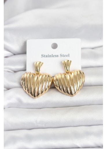 Erb 316L Çelik Gold Renk Kalp Model Kadın Küpe