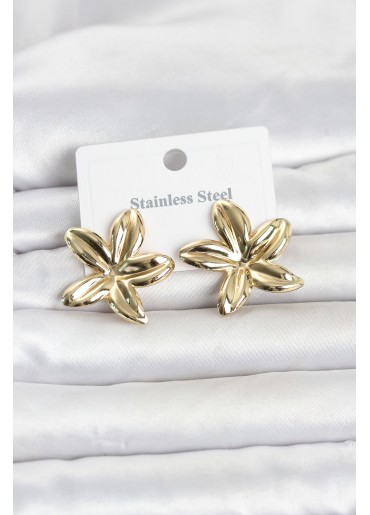 Erb 316L Çelik Gold Renk Lotus Çiçeği Model Kadın Küpe