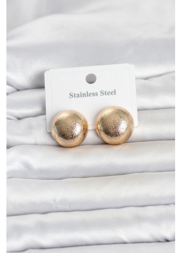 Erb 316L Çelik Gold Renk Top Model Kadın Küpe