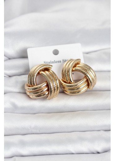 Erb 316L Çelik Gold Renk Sarmal Model Kadın Küpe