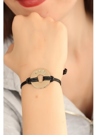 Erb COOL (Havalı) Siyah Deri İpli Unisex Mood Bileklik