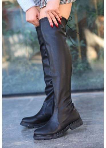 Iyan Siyah Cilt Çorap Çizme