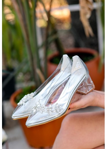 Tammy Gümüş Cilt Şeffaf Topuklu Ayakkabı