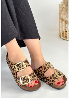 Tanta Leopar Süet Tokalı Terlik