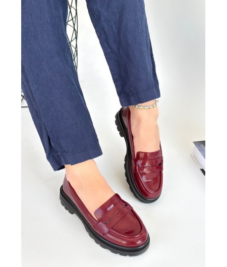 Narli Bordo Rugan Oxford Ayakkabı