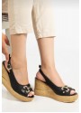 Caver Siyah Cilt Dolgu Topuk Sandalet