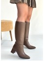 Roksa Acı Kahvei Cilt Topuklu Çizme Roksa Acı Kahvei Cilt Topuklu Çizme
