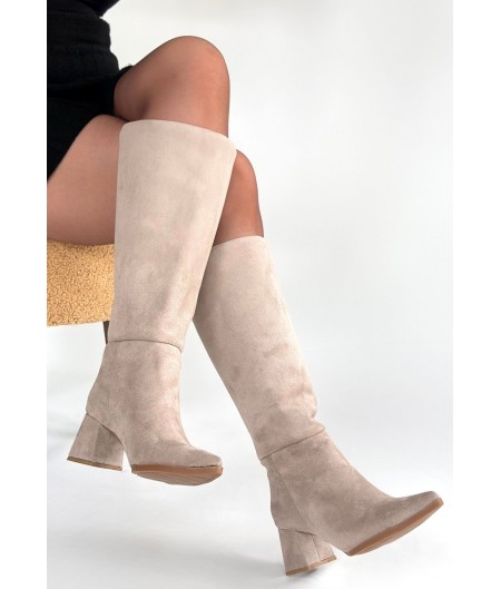 Roksa Bej Süet Topuklu Çizme Roksa Bej Süet Topuklu Çizme