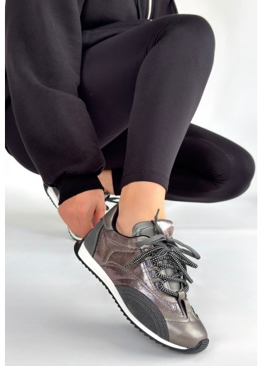 Ranu Platin Cilt Paraşüt Detaylı Bağcıklı Spor Ayakkabı