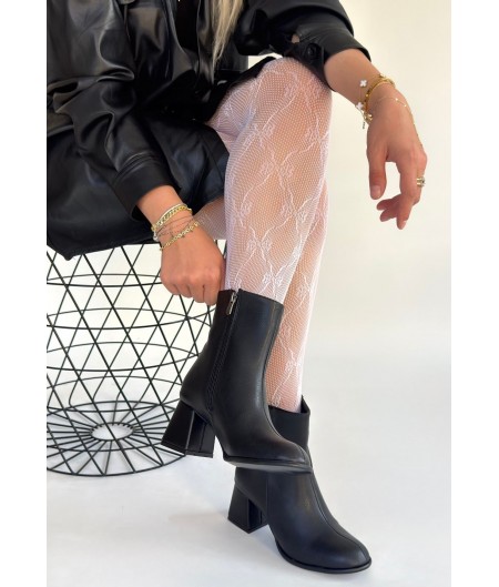 Tendy Siyah Cilt Topuklu Bot Tendy Siyah Cilt Topuklu Bot